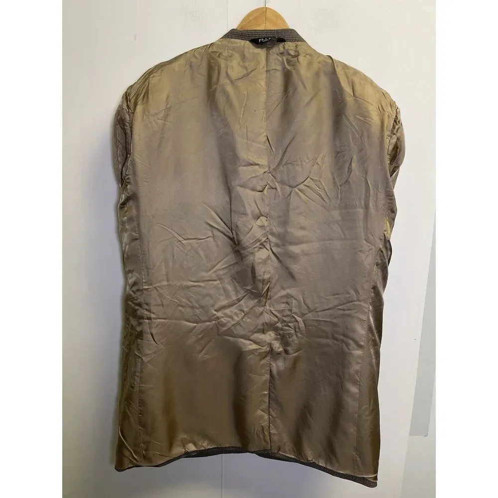 Jos A Bank Sport‎ Coat Jacket Houndstooth Mens 48L Blazer Wool Brown